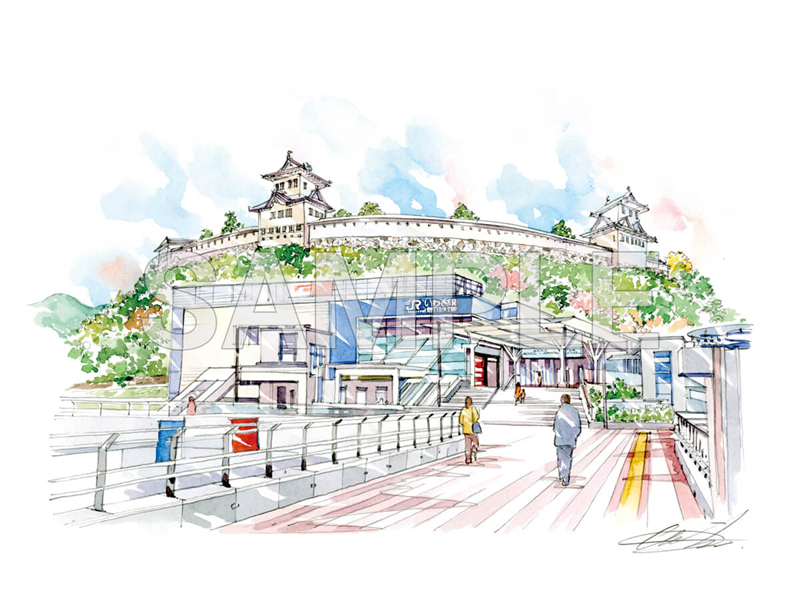 いわき駅と磐城平城(イメージ)