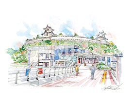 いわき駅と磐城平城(イメージ)
